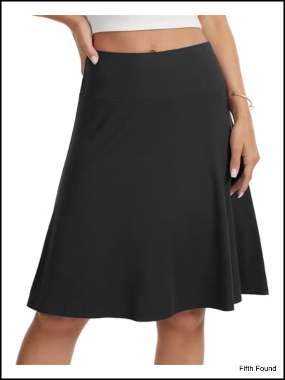 Women's Knee Length A-Line Skater Skirt High Waisted Stretchy Soft Knit